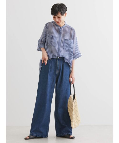 AMERICAN HOLIC（アメリカンホリック）の「シアーバックフレアWポケットシャツチュニック（シャツ/ブラウス・レディース・ネイビー/ピンク/グリーン/アイボリー/ブルー系その他4・M/L）」の17枚目の写真