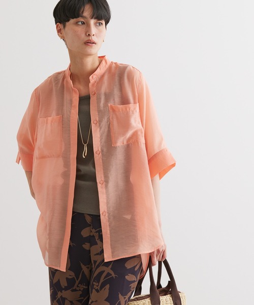 AMERICAN HOLIC（アメリカンホリック）の「シアーバックフレアWポケットシャツチュニック（シャツ/ブラウス・レディース・ネイビー/ピンク/グリーン/アイボリー/ブルー系その他4・M/L）」の7枚目の写真