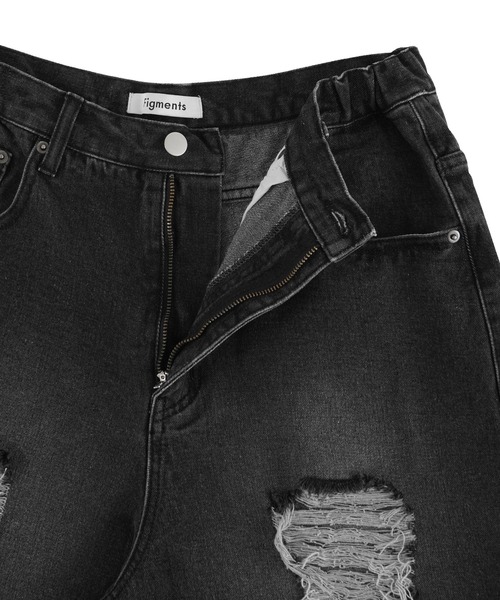 Figments（フィグメンツ）の「デストロイバギーデニムパンツ（デニムパンツ・レディース・ライトブルー/ブラック・SMALL/MEDIUM/LARGE）」の6枚目の写真