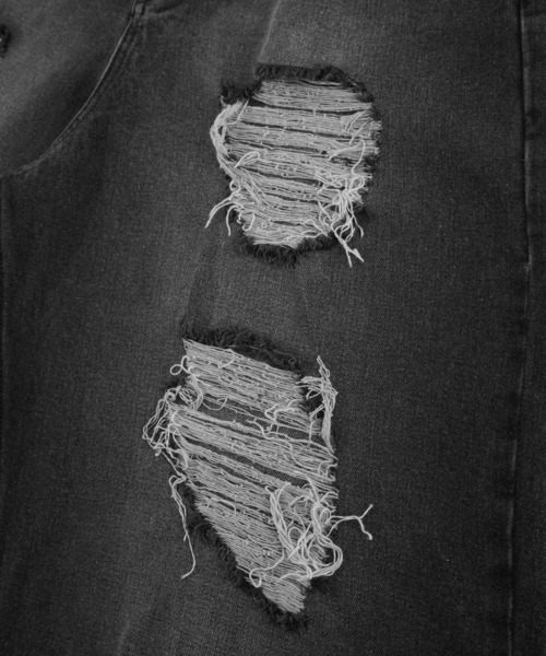 Figments（フィグメンツ）の「デストロイバギーデニムパンツ（デニムパンツ・レディース・ライトブルー/ブラック・SMALL/MEDIUM/LARGE）」の7枚目の写真