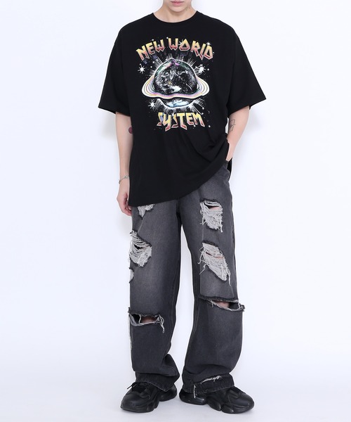 Figments（フィグメンツ）の「デストロイバギーデニムパンツ（デニムパンツ・レディース・ライトブルー/ブラック・SMALL/MEDIUM/LARGE）」の17枚目の写真