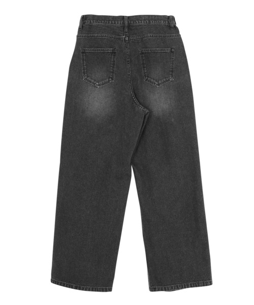 Figments（フィグメンツ）の「ダメージバギーデニムパンツ（デニムパンツ・レディース・ライトブルー/ブラック・SMALL/MEDIUM/LARGE）」の9枚目の写真