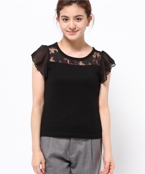 PROPORTION BODY DRESSING（プロポーションボディドレッシング）の「フラワーリブカットソー（Tシャツ/カットソー・レディース・ネイビー/ホワイト/ブラック・3/2）」の3枚目の写真