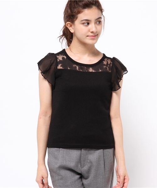 PROPORTION BODY DRESSING（プロポーションボディドレッシング）の「フラワーリブカットソー（Tシャツ/カットソー・レディース・ネイビー/ホワイト/ブラック・3/2）」の4枚目の写真