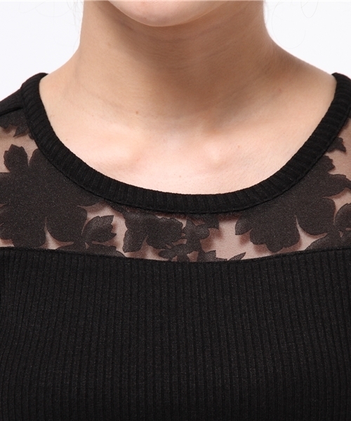 PROPORTION BODY DRESSING（プロポーションボディドレッシング）の「フラワーリブカットソー（Tシャツ/カットソー・レディース・ネイビー/ホワイト/ブラック・3/2）」の7枚目の写真