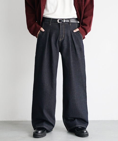 MinoriTY（マイノリティ）の「【MinoriTY】チルワイドデニム セミワイドパンツ ストレートデニムパンツ セミフレアパンツ メンズ オーバーサイズ スラックスデニム テーパードデニム バギーデニム ヴィンテージ 春服 夏服（デニムパンツ・メンズ・ライトブラック/インディゴブルー/ライトブルー/ブラック/ケミカルウォッシュ/ブラウン/ブルー系その他/ブラック系その他/ダークブラック/ホワイト×ブラック/ダークインディゴブルー・L/M/S/LS/MS/SS/XL）」の9枚目の写真