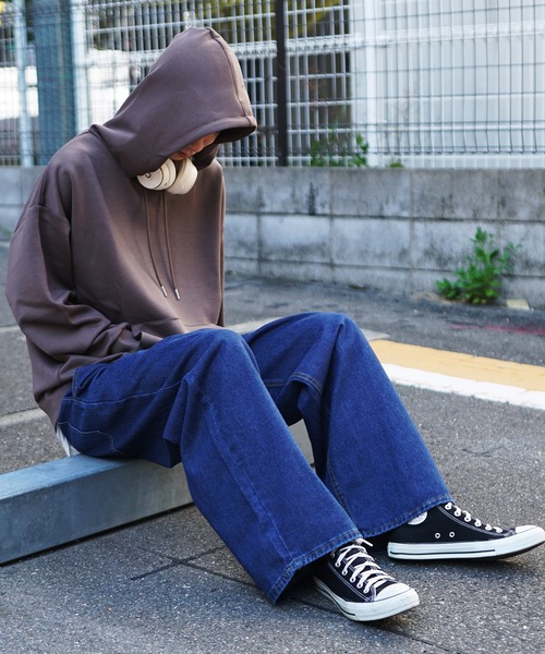 MinoriTY（マイノリティ）の「【MinoriTY】チルワイドデニム セミフレアパンツ ストレートデニムパンツ ワイドパンツ メンズ オーバーサイズ スラックスデニム テーパードデニム バギーデニム ヴィンテージ 秋服 冬服 春服（デニムパンツ・メンズ・ライトブラック/インディゴブルー/ライトブルー/ブラック/ケミカルウォッシュ/ブラウン/ブルー系その他/ブラック系その他/ダークブラック/ホワイト×ブラック・L/M/S/LS/MS/SS/XL）」の15枚目の写真