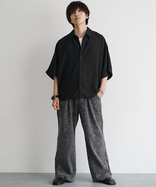【Massimo dutti】メタリックエフェクトワイドジーパン シャタリングワイドブーツカットデニムパンツ | ファッション