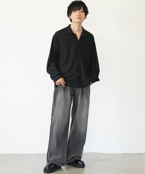 MinoriTY】チルワイドデニム セミフレアパンツ ストレートデニムパンツ