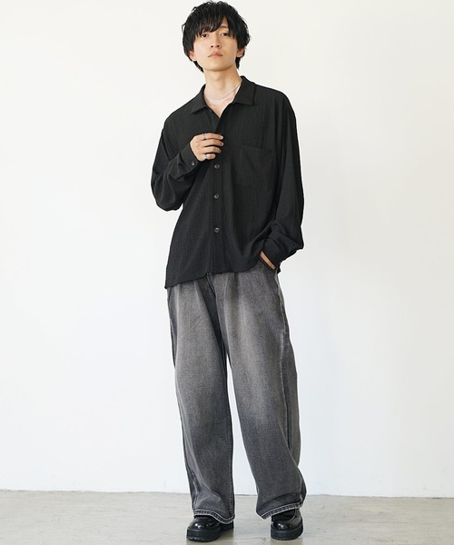 MinoriTY】チルワイドデニム セミフレアパンツ ストレートデニムパンツ