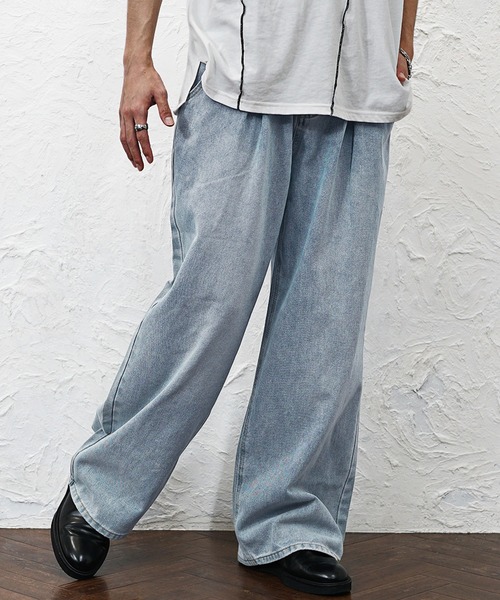 MinoriTY（マイノリティ）の「【MinoriTY】チルワイドデニム セミワイドパンツ ストレートデニムパンツ セミフレアパンツ メンズ オーバーサイズ スラックスデニム テーパードデニム バギーデニム ヴィンテージ 春服 夏服（デニムパンツ・メンズ・ライトブラック/インディゴブルー/ライトブルー/ブラック/ケミカルウォッシュ/ブラウン/ブルー系その他/ブラック系その他/ダークブラック/ホワイト×ブラック/ダークインディゴブルー・L/M/S/LS/MS/SS/XL）」の15枚目の写真