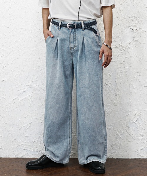 MinoriTY（マイノリティ）の「【MinoriTY】チルワイドデニム セミワイドパンツ ストレートデニムパンツ セミフレアパンツ メンズ オーバーサイズ スラックスデニム テーパードデニム バギーデニム ヴィンテージ 春服 夏服（デニムパンツ・メンズ・ライトブラック/インディゴブルー/ライトブルー/ブラック/ケミカルウォッシュ/ブラウン/ブルー系その他/ブラック系その他/ダークブラック/ホワイト×ブラック/ダークインディゴブルー・L/M/S/LS/MS/SS/XL）」の14枚目の写真