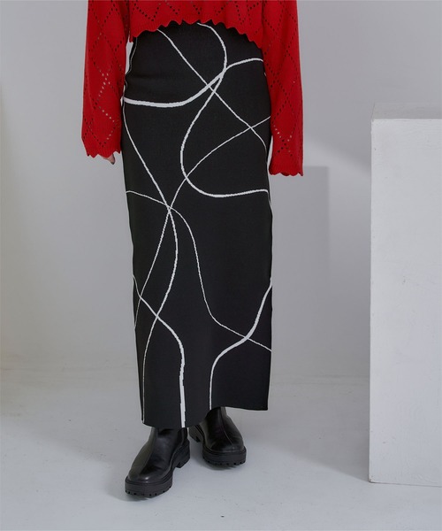 miette(ミエット)の「ウェーブ柄ジャガードスカート(スカート・レディース・ネイビー/ブラック・FREE)」の7枚目の写真