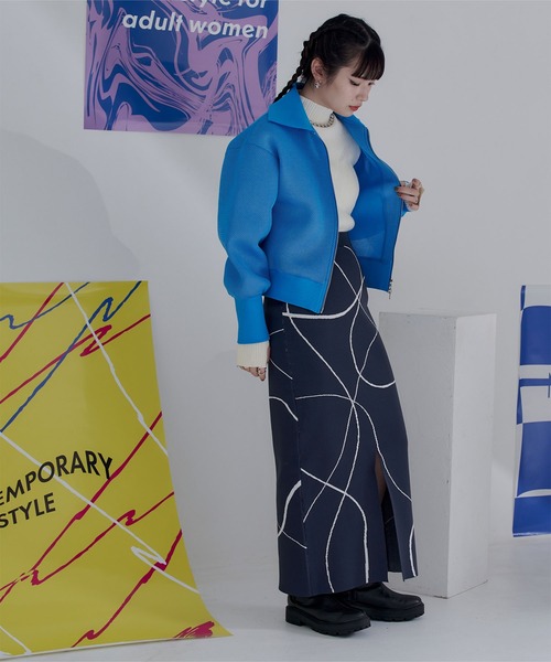 miette(ミエット)の「ウェーブ柄ジャガードスカート(スカート・レディース・ネイビー/ブラック・FREE)」の10枚目の写真