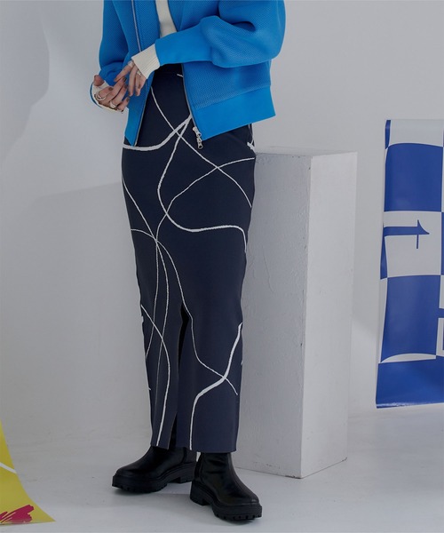 miette(ミエット)の「ウェーブ柄ジャガードスカート(スカート・レディース・ネイビー/ブラック・FREE)」の13枚目の写真