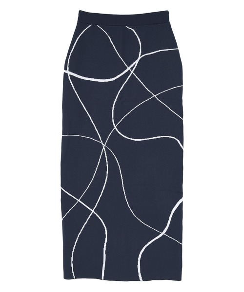 miette(ミエット)の「ウェーブ柄ジャガードスカート(スカート・レディース・ネイビー/ブラック・FREE)」の3枚目の写真