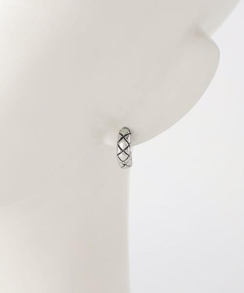 クロスラインフープピアス ワイドラインクロスフープピアス K10（両耳