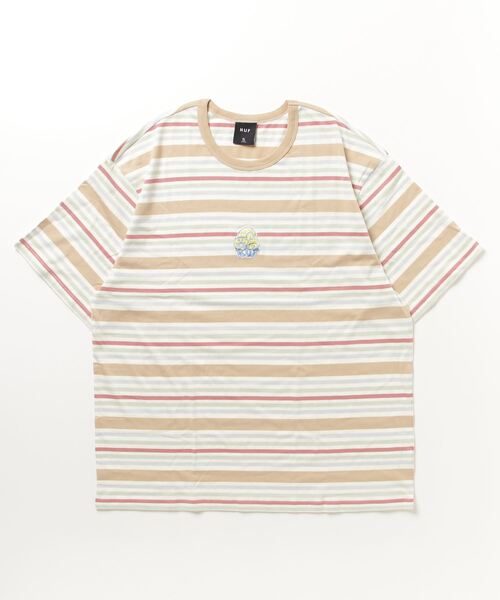 【レア】HUF ハフ ストライプボーダー　コムドット コムドットゆうた着用 HUF センター刺繍ロゴ ボーダー ロンT