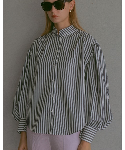 CHAROL（シャロル）の「スタンドネックストライプシャツ（シャツ/ブラウス・レディース・グレー/ピンク・FREE）」の9枚目の写真