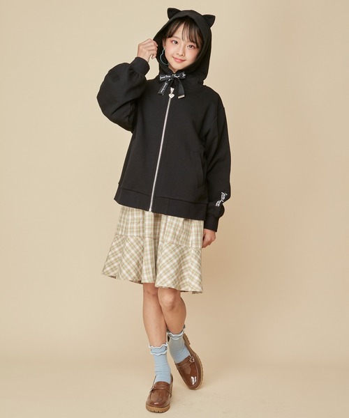 JENNI love(ジェニィラブ)の「【ウエスト調整可能】チェックドッキングキャミワンピ(ワンピース・キッズ・ブラック/サックスブルー/ベージュ・130cm/140cm/150cm/160cm)」の10枚目の写真