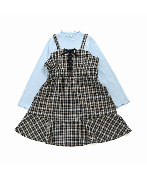 専用✧ジェニィラブ✧新品✧ドッキングチェックワンピ130サックス 専用✧ジェニィラブ✧新品✧ドッキングチェックワンピ130