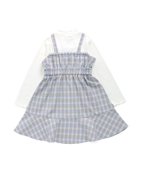 JENNI love(ジェニィラブ)の「【ウエスト調整可能】チェックドッキングキャミワンピ(ワンピース・キッズ・ブラック/サックスブルー/ベージュ・130cm/140cm/150cm/160cm)」の19枚目の写真