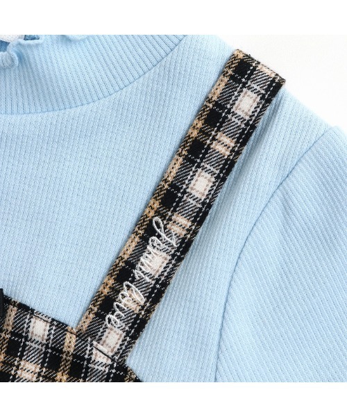 JENNI love(ジェニィラブ)の「【ウエスト調整可能】チェックドッキングキャミワンピ(ワンピース・キッズ・ブラック/サックスブルー/ベージュ・130cm/140cm/150cm/160cm)」の22枚目の写真