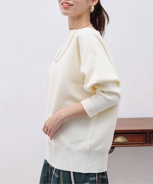 Chez toi(シェトワ)の「軽量ニット前後2WAYドルマンプルオーバー(ニット/セーター・レディース・ライム/オフホワイト/オレンジ/ブラック・FREE)」の1枚目の写真