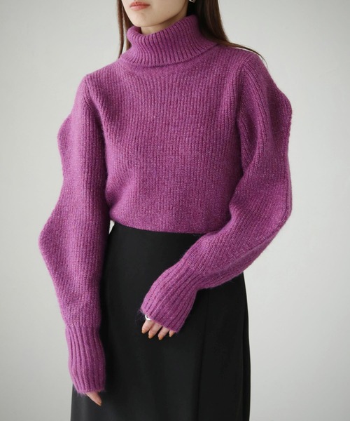 cheriella(シェリエラ)の「【cheriella】WEB限定デザインスリーブMIXヤーンプルオーバー WEB LIMITED DESIGN SLEEVE MIX YARN PULLOVER(ニット/セーター・レディース・ブラック/ブルー/パープル/アイボリー・M)」の4枚目の写真
