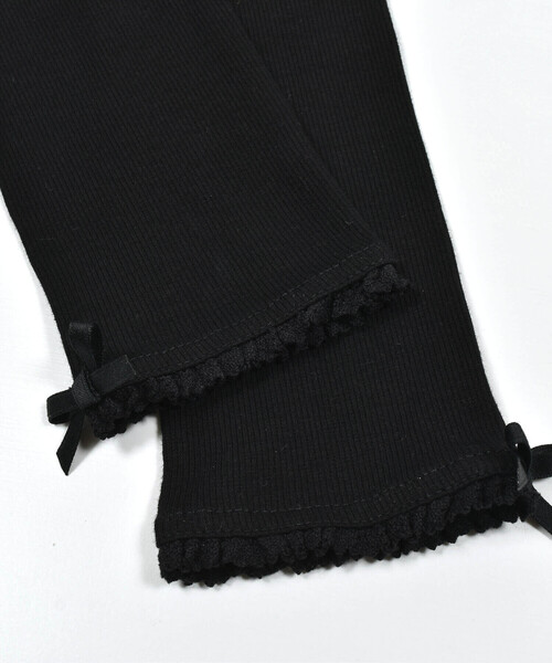 BeBe（ベベ）の「テレコ裾レースレギンス(90～140cm)（レギンス/スパッツ・キッズ・グレー/ブラック・L/XS/S/XXS/XL/M）」の6枚目の写真