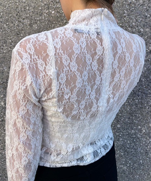 ENVYM（アンビー）の「シースルーレーストップス（シャツ/ブラウス・レディース・ブラック/ホワイト・FREE）」の16枚目の写真