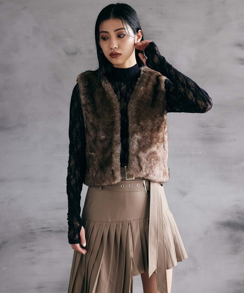 ENVYM（アンビー）の「シースルーレーストップス（シャツ/ブラウス・レディース・ブラック/ホワイト・FREE）」の7枚目の写真