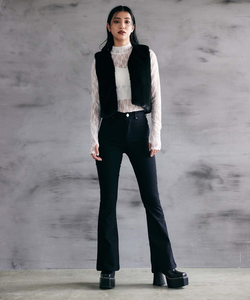 ENVYM（アンビー）の「シースルーレーストップス（シャツ/ブラウス・レディース・ブラック/ホワイト・FREE）」の10枚目の写真