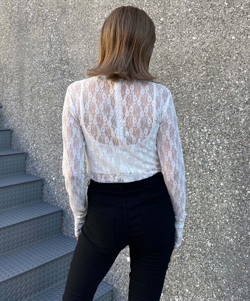 ENVYM（アンビー）の「シースルーレーストップス（シャツ/ブラウス・レディース・ブラック/ホワイト・FREE）」の14枚目の写真