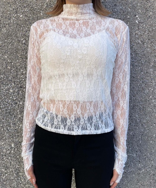 ENVYM（アンビー）の「シースルーレーストップス（シャツ/ブラウス・レディース・ブラック/ホワイト・FREE）」の15枚目の写真