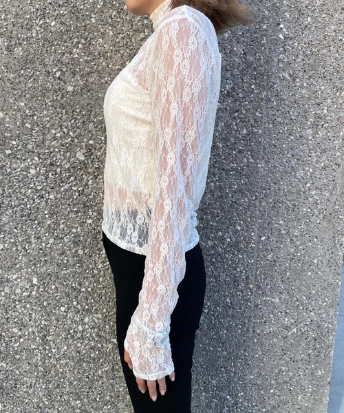 ENVYM（アンビー）の「シースルーレーストップス（シャツ/ブラウス・レディース・ブラック/ホワイト・FREE）」の17枚目の写真