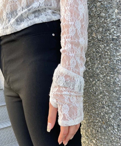 ENVYM（アンビー）の「シースルーレーストップス（シャツ/ブラウス・レディース・ブラック/ホワイト・FREE）」の19枚目の写真