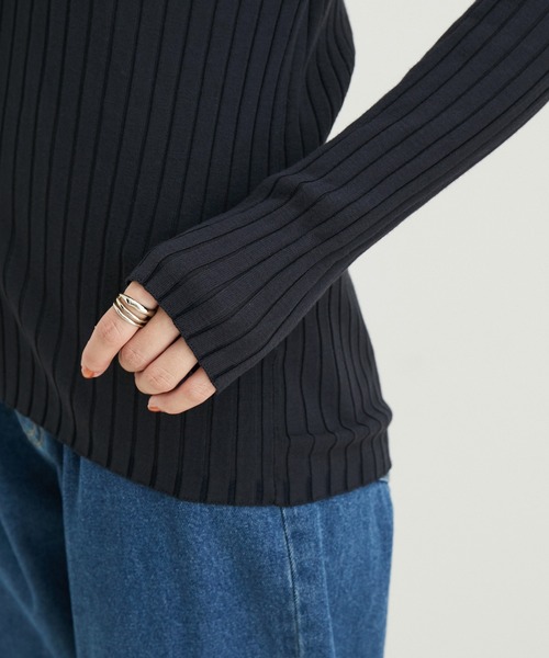 LE CERCLE par rope'(ルセルクルパーロペ)の「エコベロRIB Vネックカーディガン(カーディガン/ボレロ・レディース・オフホワイト/ターコイズブルー/ブラック/オレンジ/ネイビー/キャメル・FREE)」の18枚目の写真