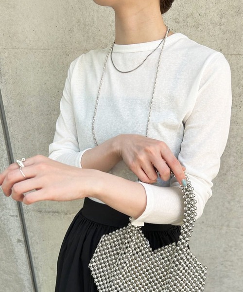 SHENERY（シーナリー）の「シンプルロンTee（Tシャツ/カットソー・レディース・ブラック/オフホワイト・FREE）」の2枚目の写真