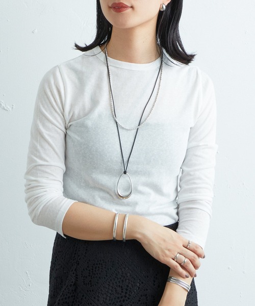 SHENERY（シーナリー）の「シンプルロンTee（Tシャツ/カットソー・レディース・ブラック/オフホワイト・FREE）」の3枚目の写真