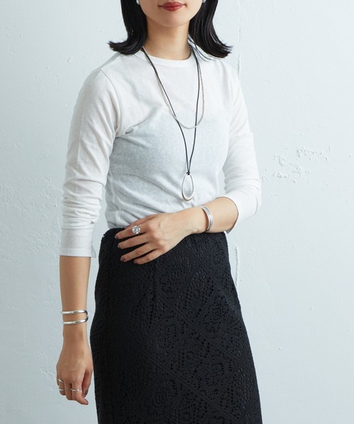 SHENERY（シーナリー）の「シンプルロンTee（Tシャツ/カットソー・レディース・ブラック/オフホワイト・FREE）」の4枚目の写真