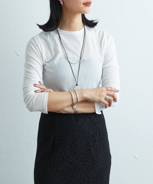 SHENERY（シーナリー）の「シンプルロンTee（Tシャツ/カットソー・レディース・ブラック/オフホワイト・FREE）」の5枚目の写真