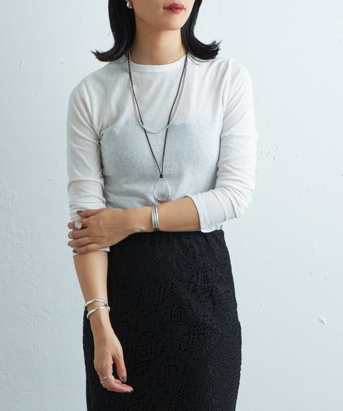 SHENERY（シーナリー）の「シンプルロンTee（Tシャツ/カットソー・レディース・ブラック/オフホワイト・FREE）」の6枚目の写真