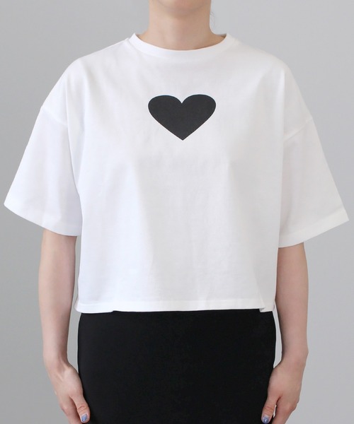 【COUDREクードル 】ハートプリントT　CD128　黒　白　二枚セット ハートプリントT（Tシャツ/カットソー）｜COUDRE（クードル）の