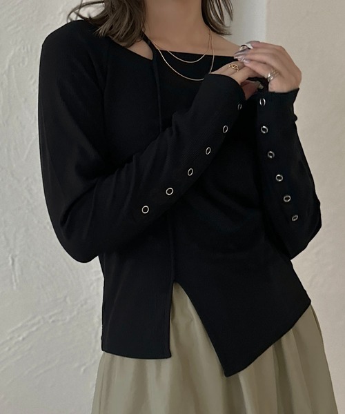 apres jour clair（アプレジュールクレア）の「【apres jour clair】2WAY変形リブトップス【ZOZOTOWN限定アイテム】（Tシャツ/カットソー・レディース・アイボリー/ブラック/ボルドー・X-LARGE/フリー）」の7枚目の写真