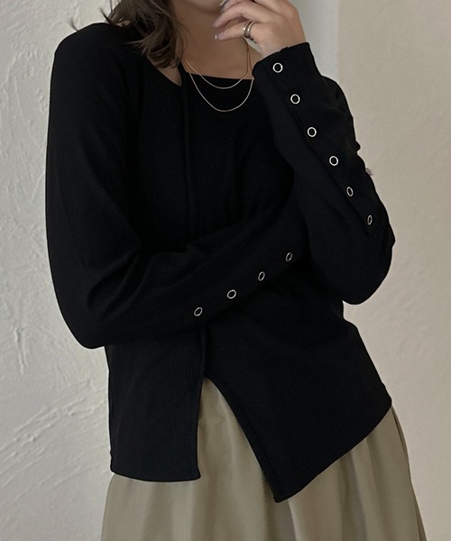 apres jour clair（アプレジュールクレア）の「【apres jour clair】2WAY変形リブトップス【ZOZOTOWN限定アイテム】（Tシャツ/カットソー・レディース・アイボリー/ブラック/ボルドー・X-LARGE/フリー）」の10枚目の写真