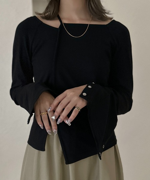 apres jour clair（アプレジュールクレア）の「【apres jour clair】2WAY変形リブトップス【ZOZOTOWN限定アイテム】（Tシャツ/カットソー・レディース・アイボリー/ブラック/ボルドー・X-LARGE/フリー）」の9枚目の写真