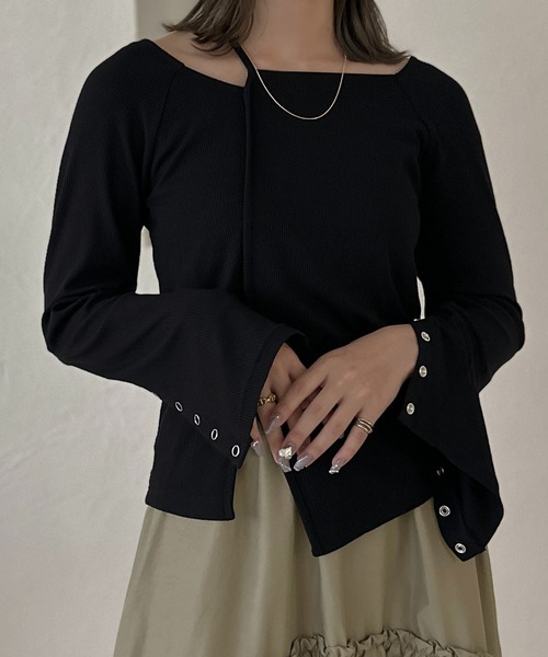 apres jour clair（アプレジュールクレア）の「【apres jour clair】2WAY変形リブトップス【ZOZOTOWN限定アイテム】（Tシャツ/カットソー・レディース・アイボリー/ブラック/ボルドー・X-LARGE/フリー）」の8枚目の写真