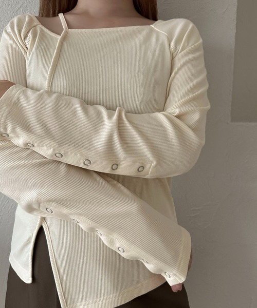 apres jour clair（アプレジュールクレア）の「【apres jour clair】2WAY変形リブトップス【ZOZOTOWN限定アイテム】（Tシャツ/カットソー・レディース・アイボリー/ブラック/ボルドー・X-LARGE/フリー）」の22枚目の写真