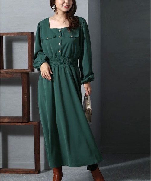 スクエアネックシャーリングワンピース（ワンピース）｜GOLDJAPAN（ゴールドジャパン）